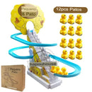 Kit com 12 patinhos & Escorregador - Escorregador elétrico de pato com luz e música
